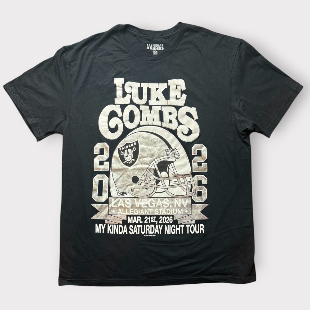 Luke Combs Las Vegas Raiders T-Shirt My Kinda Saturday Night Tour 2026 Black L
